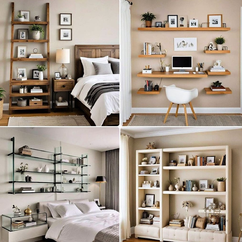 35 Chic Bedroom Feature Wall Ideas for a Beautiful Home 16 Built-In Shelving as a Feature Wall