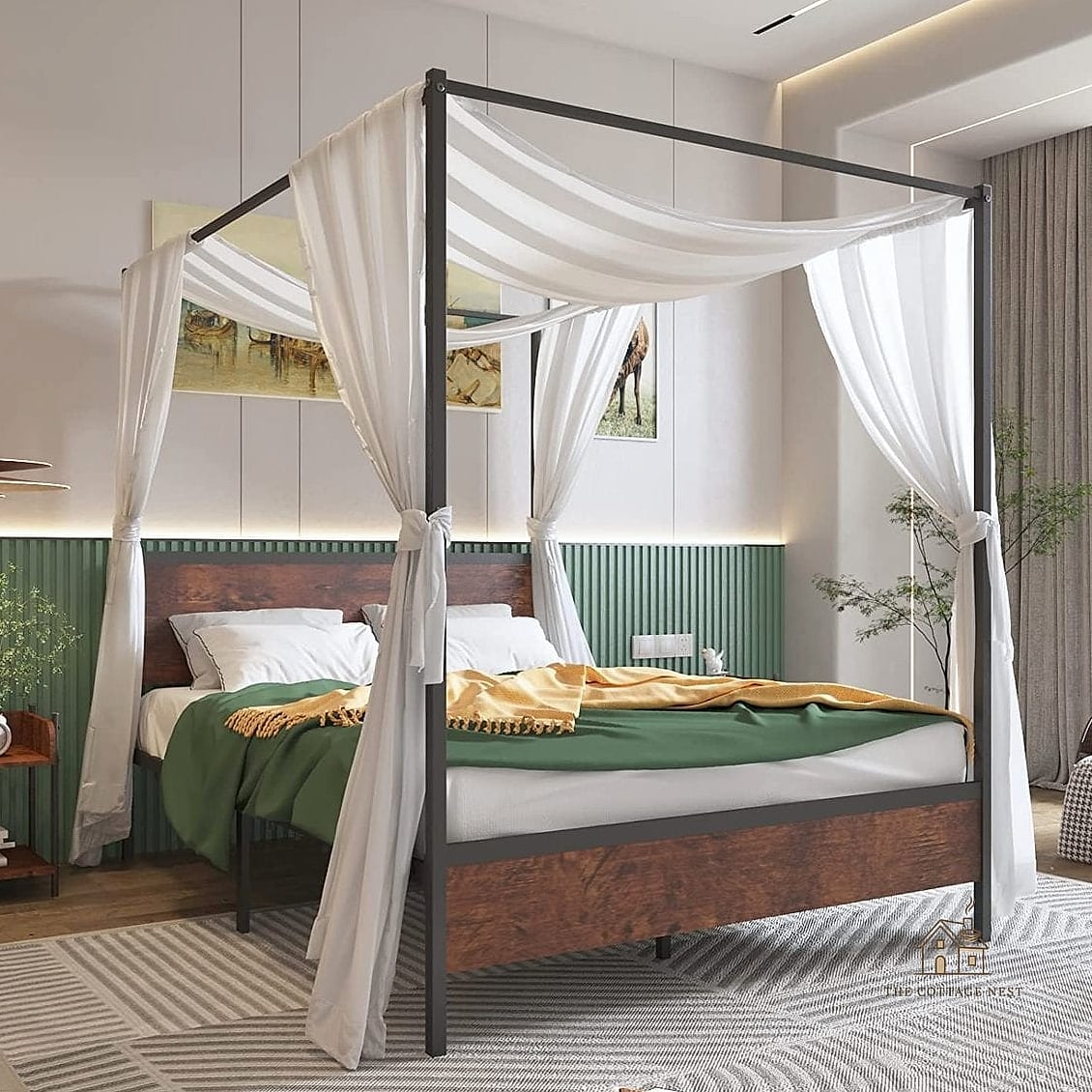 35 Chic Bedroom Storage Ideas for a Beautiful Home 31 A Canopy Bed Frame with Curtain Storage
