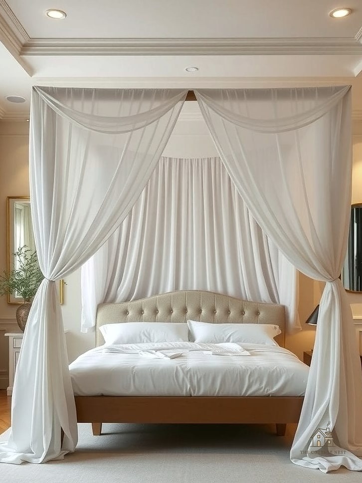 24 Clever Cozy Bedroom Ideas for Every Style 9 Canopy or Draped Fabric Over the Bed