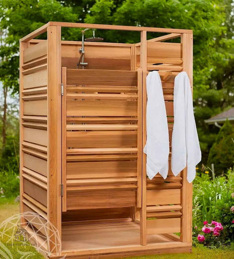 25 Stunning Outdoor Shower Ideas You'll Absolutely Love 2 Cedar Wood Privacy Enclosure