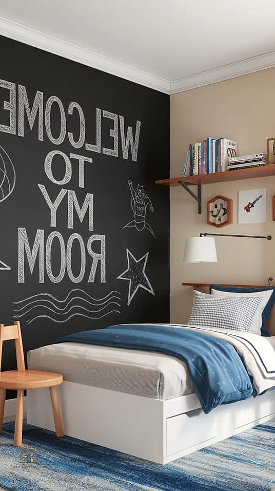 27 Creative Preteen Boys Bedroom Ideas That Will Inspire You 15 Chalkboard Wall for Doodling and Notes