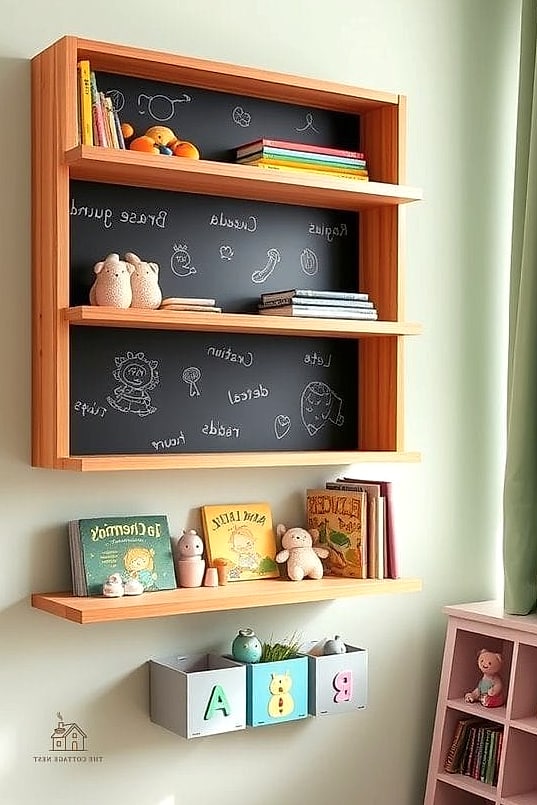 30 Amazing Shelf Over Bed Ideas on a Budget 23 Chalkboard or Whiteboard Shelf Backing