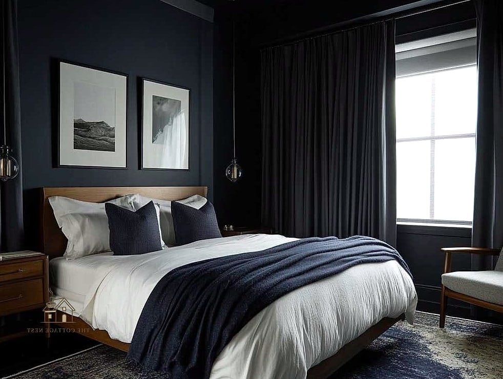 Charcoal Walls with Warm Wood Accents