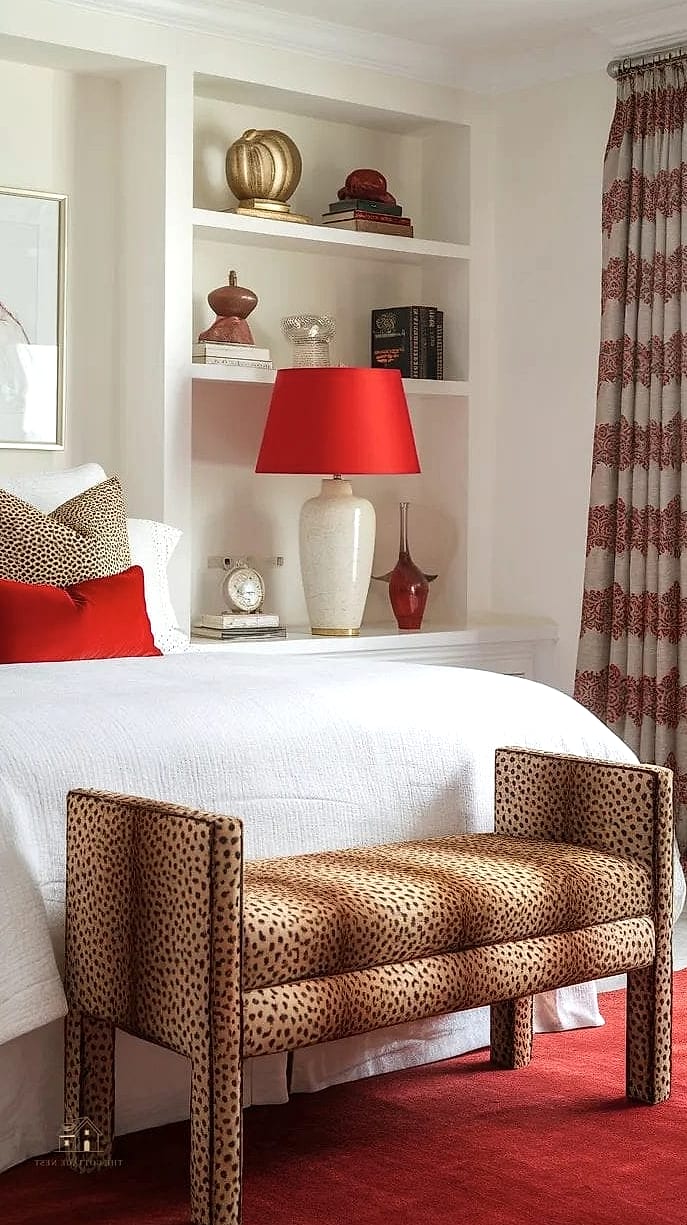 35 Stunning Pink And Cheetah Bedroom Ideas You'll Absolutely Love 8 Cheetah Print Bench At The Foot Of The Bed