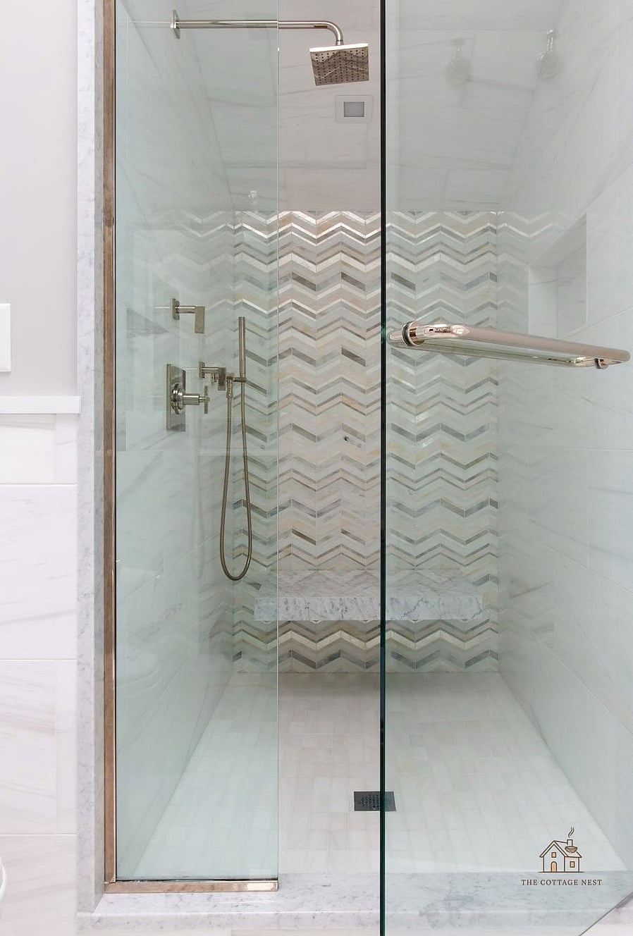 30 Amazing Small Walk In Shower Ideas No Doors on a Budget 27 Chevron Pattern Floor Border