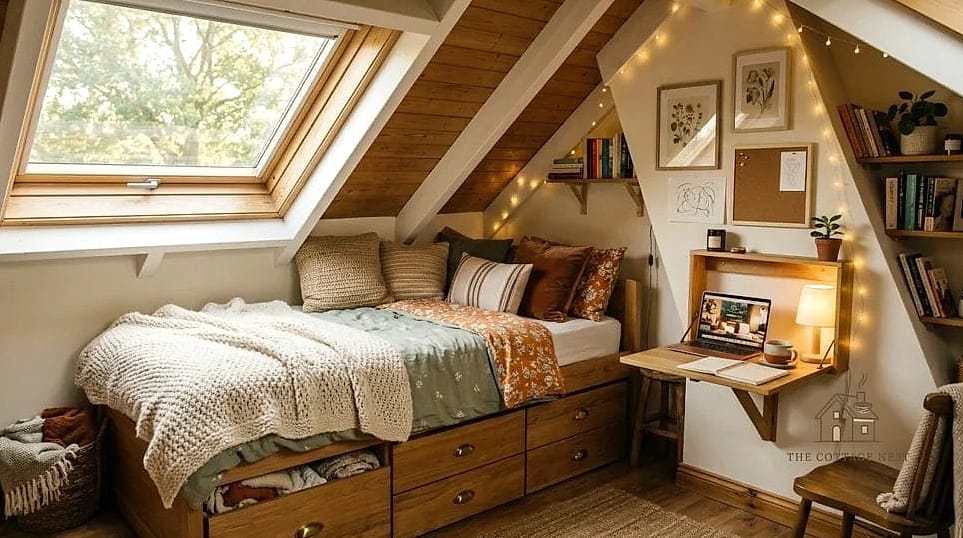 23 Clever Attic Bedroom Ideas for Every Style 12 Choose Furniture on Legs, Not Bulky Bases
