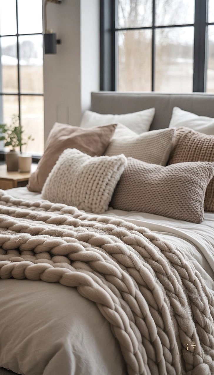 24 Clever Cozy Bedroom Ideas for Every Style 7 Chunky Knit Throw Blankets
