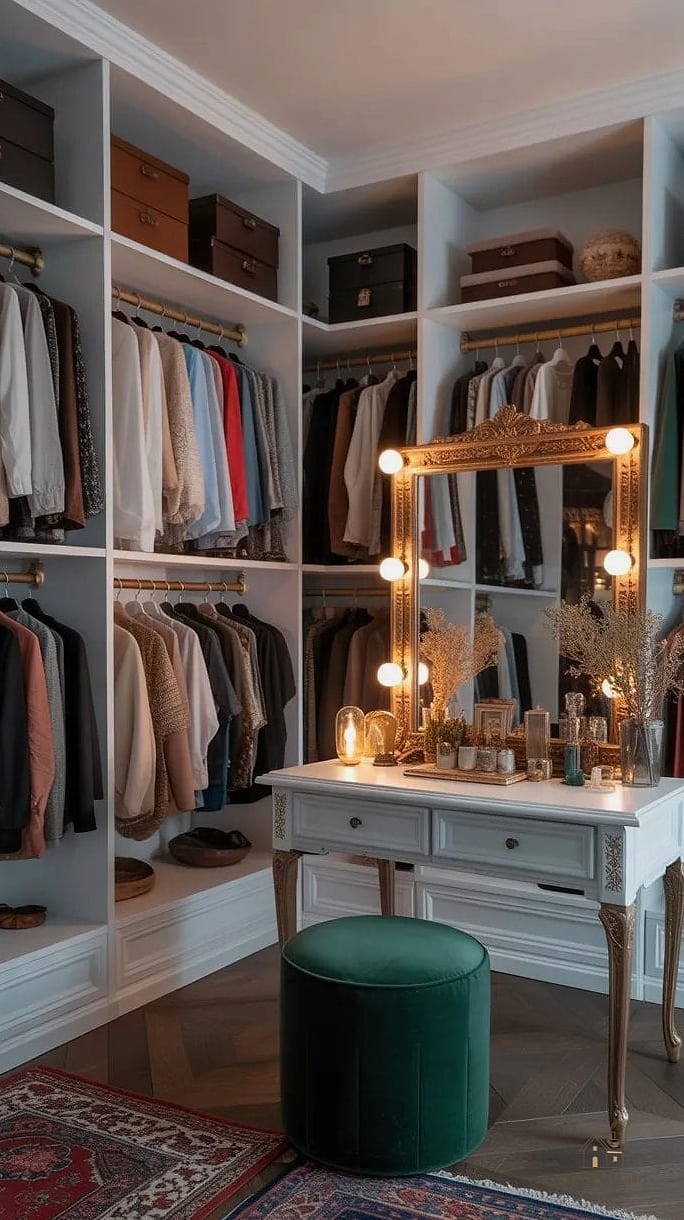 30 Dreamy Walk In Wardrobe Behind Bed to Try This Season 19 Closet With Built-In Laundry Hamper