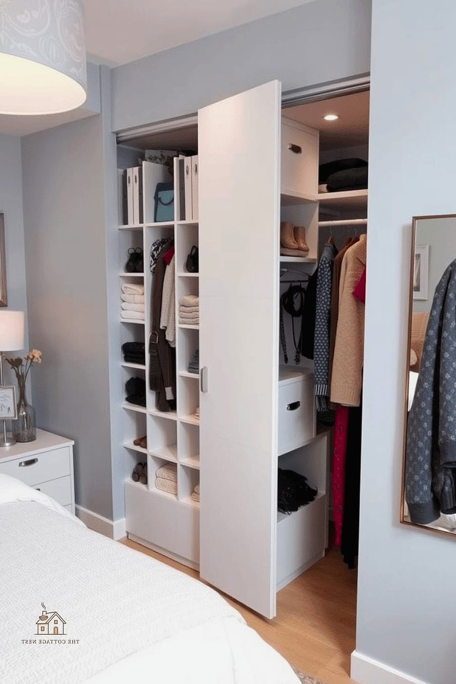 24 Clever Small Bedroom Storage Ideas for Every Style 16 Closet Shelf Dividers
