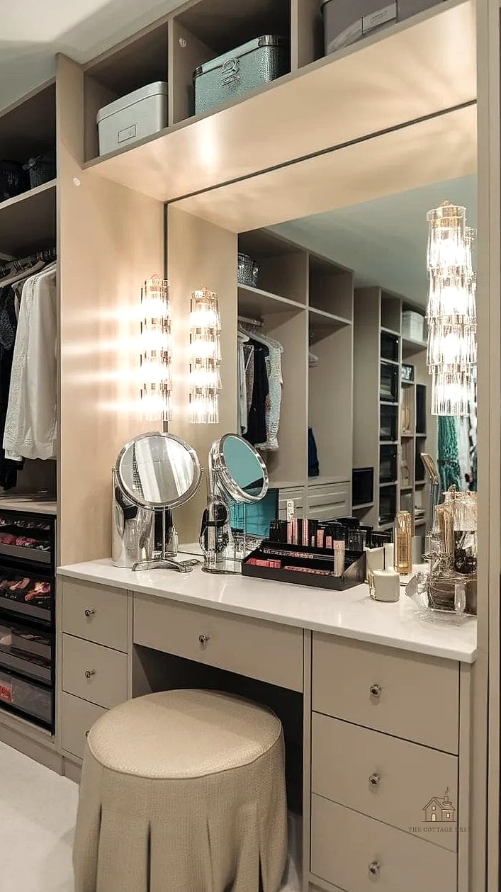 Closet Wall With Built-In Vanity