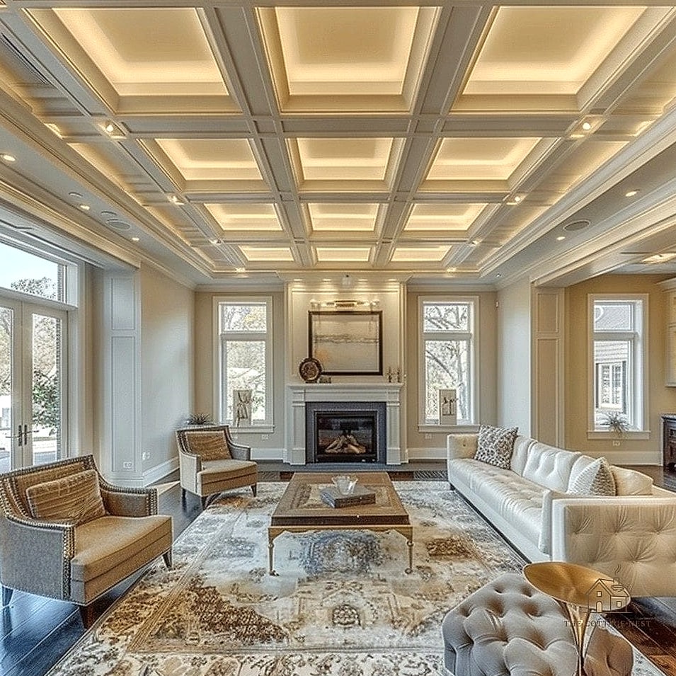 25 Clever Down Ceiling Design Bedrooms Ideas for Every Style 9 Coffered Ceiling for a Traditional Bedroom