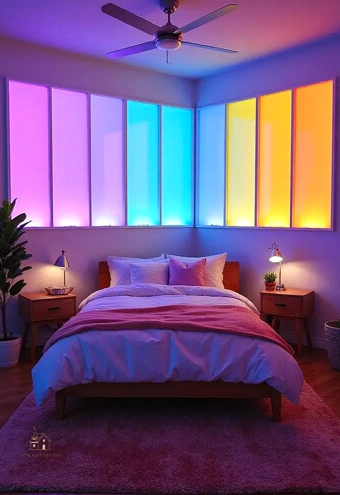 40 Dreamy Bedroom Lighting Ideas to Try This Season 41 Color-Changing LED Panels for a Cozy Nightlight Effect