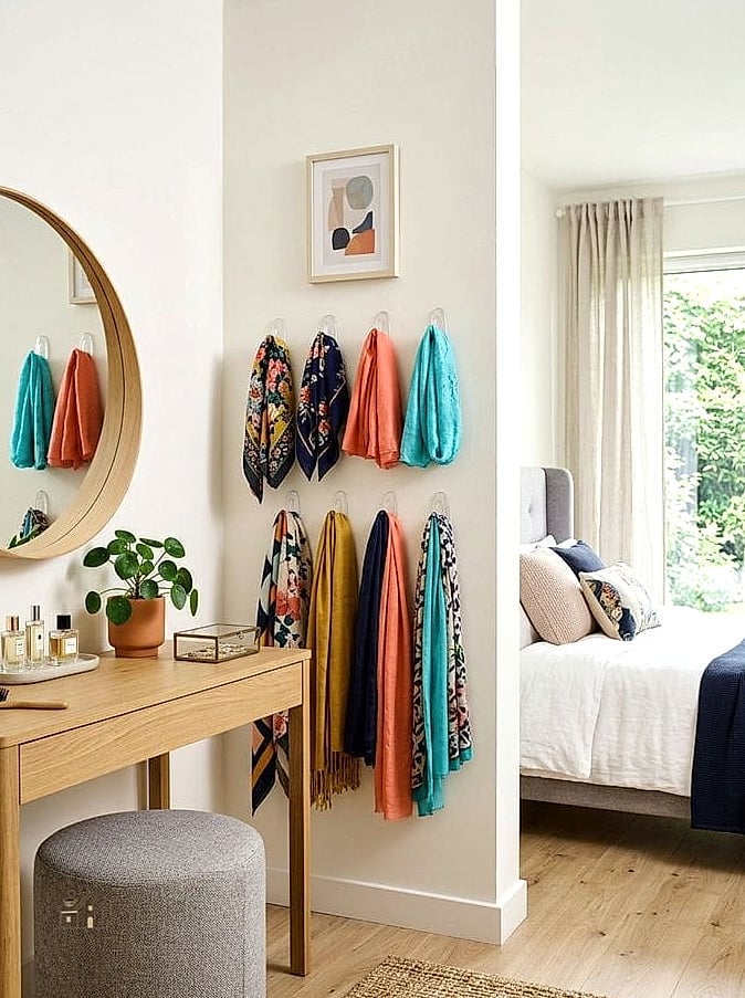 25 Creative Apartment Bedroom Decor Ideas On A Budget That Will Inspire You 18 Command Hook Jewelry and Accessory Display