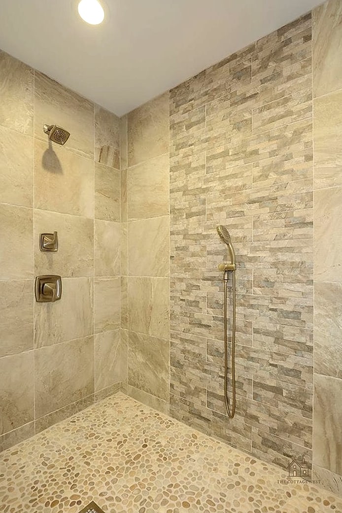 26 Gorgeous Stone Shower Ideas That Are Totally Doable 20 Concrete-Look Stone Tile for a Modern Edge