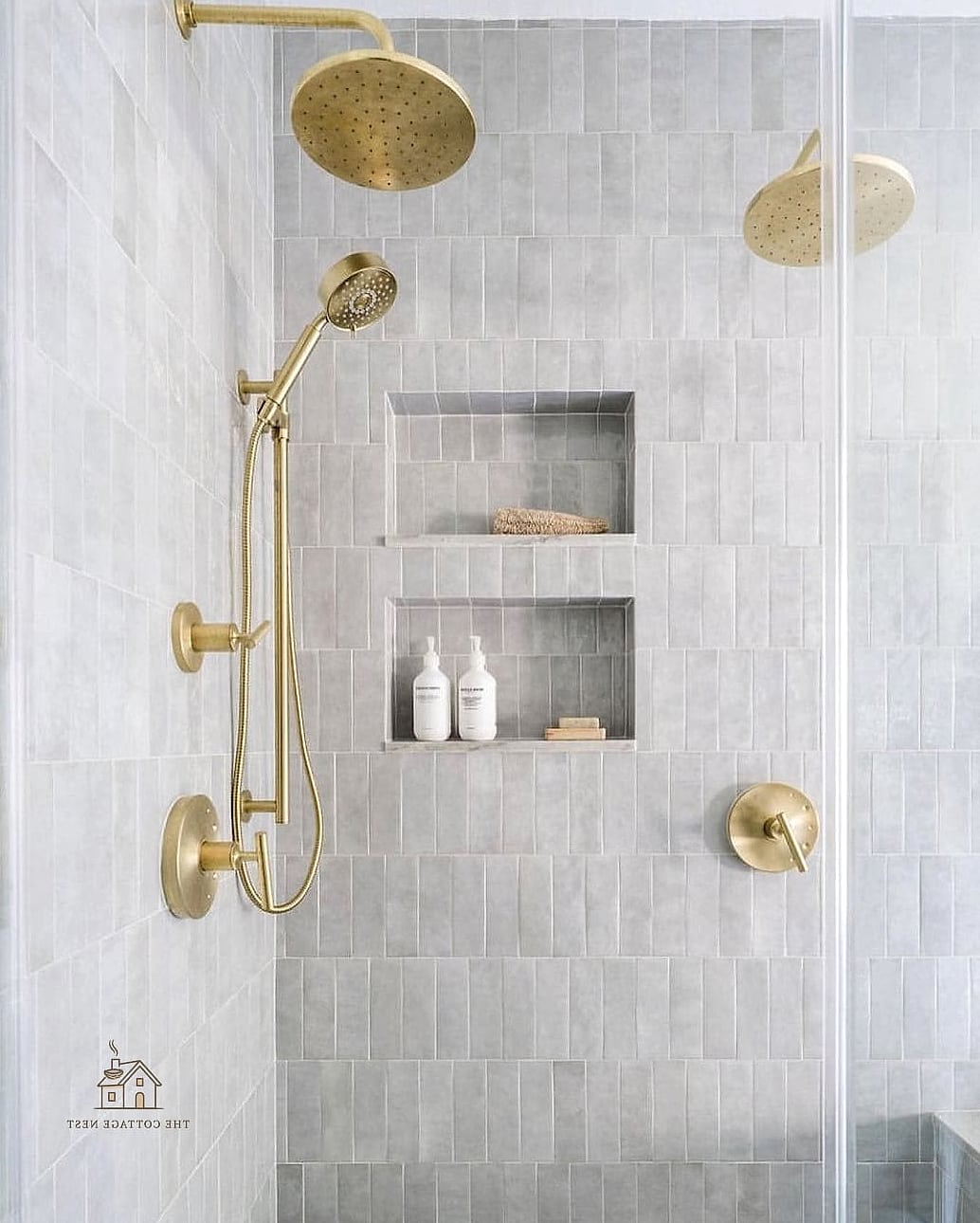 27 Dreamy Shower Niche Ideas to Try This Season 8 Contrasting Grout Niche