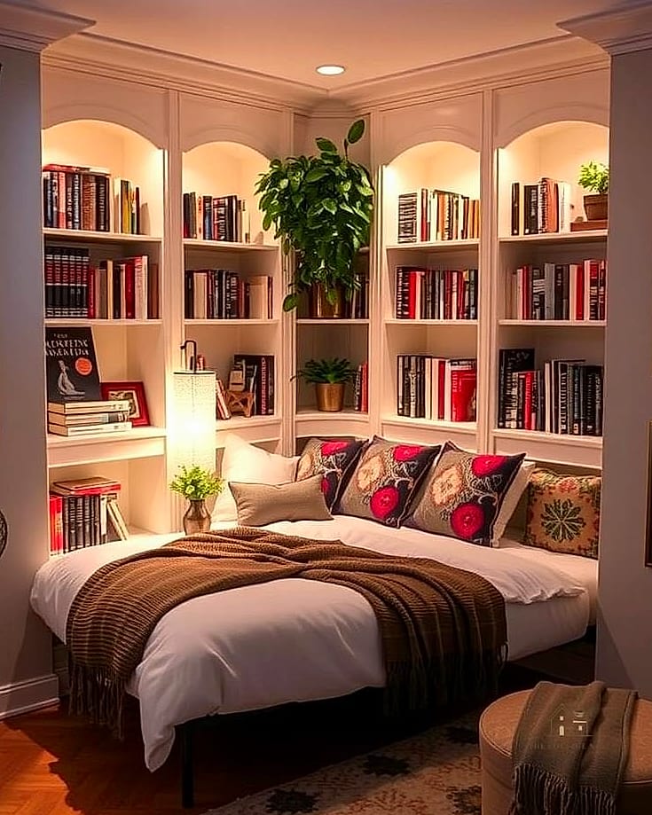 Corner Bed with a Reading Nook Attached