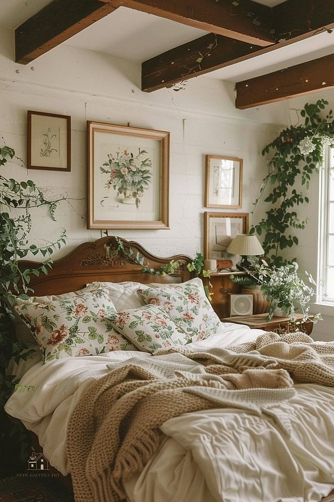25 Gorgeous Bed Inside Closet Ideas That Are Totally Doable 26 Cottagecore Closet Bed with Floral Accents