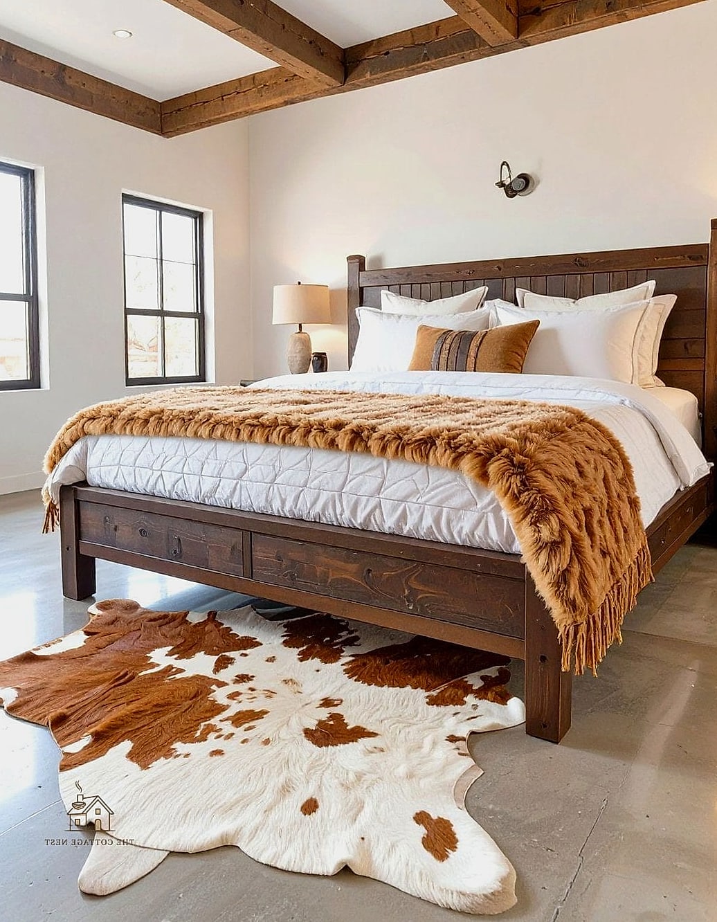 20 Dreamy Western Bedroom Ideas to Try This Season 5 Cowhide Rug Underfoot