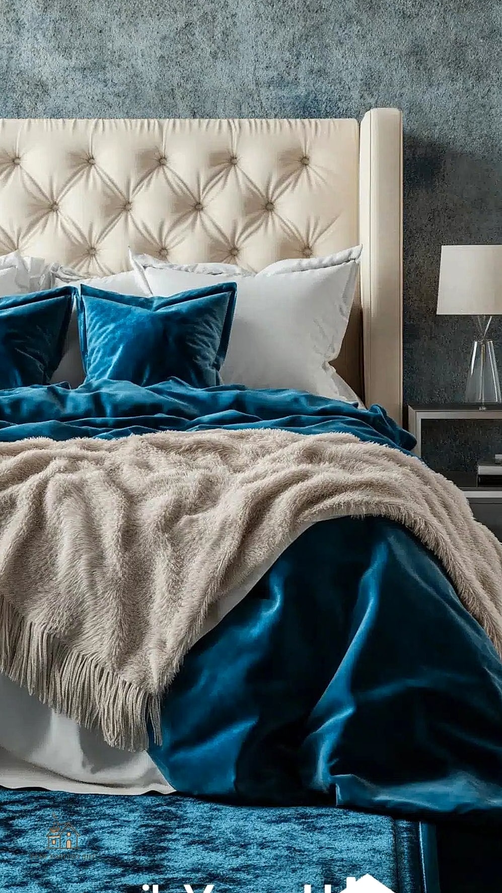 24 Beautiful Blue And Cream Bedroom Ideas to Transform Your Space 23 Cream and Blue Quilted Bedding
