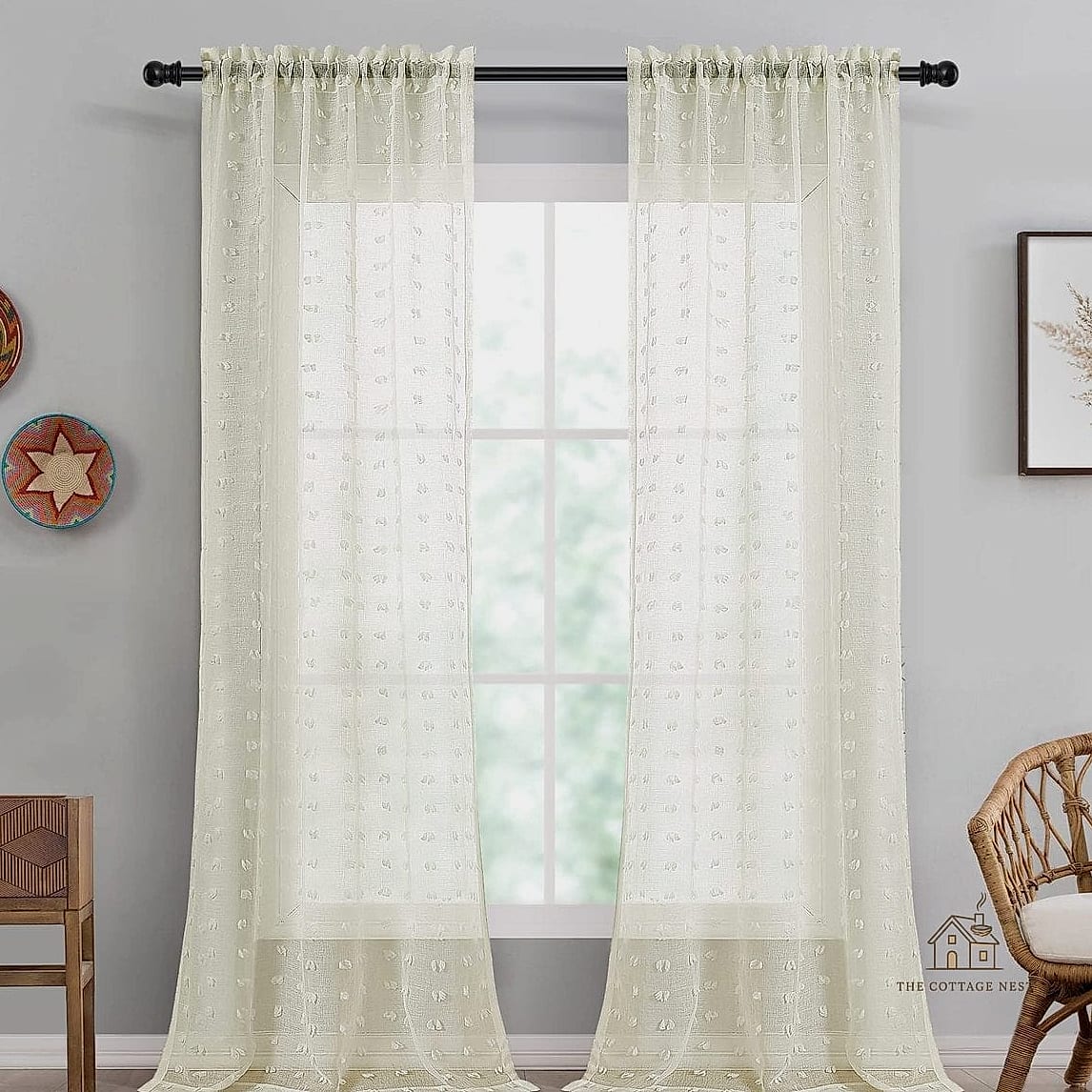 25 Chic Cream And White Bedroom for a Beautiful Home 9 Cream Curtains with Sheer White Underlay