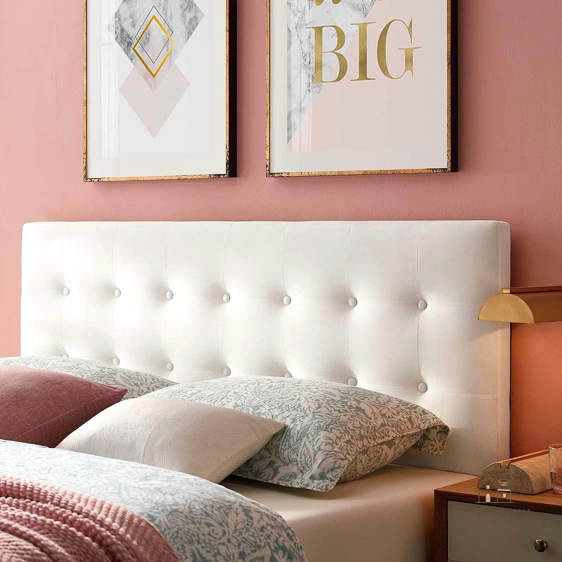 25 Chic Cream And White Bedroom for a Beautiful Home 4 Cream Velvet Headboard as the Focal Point