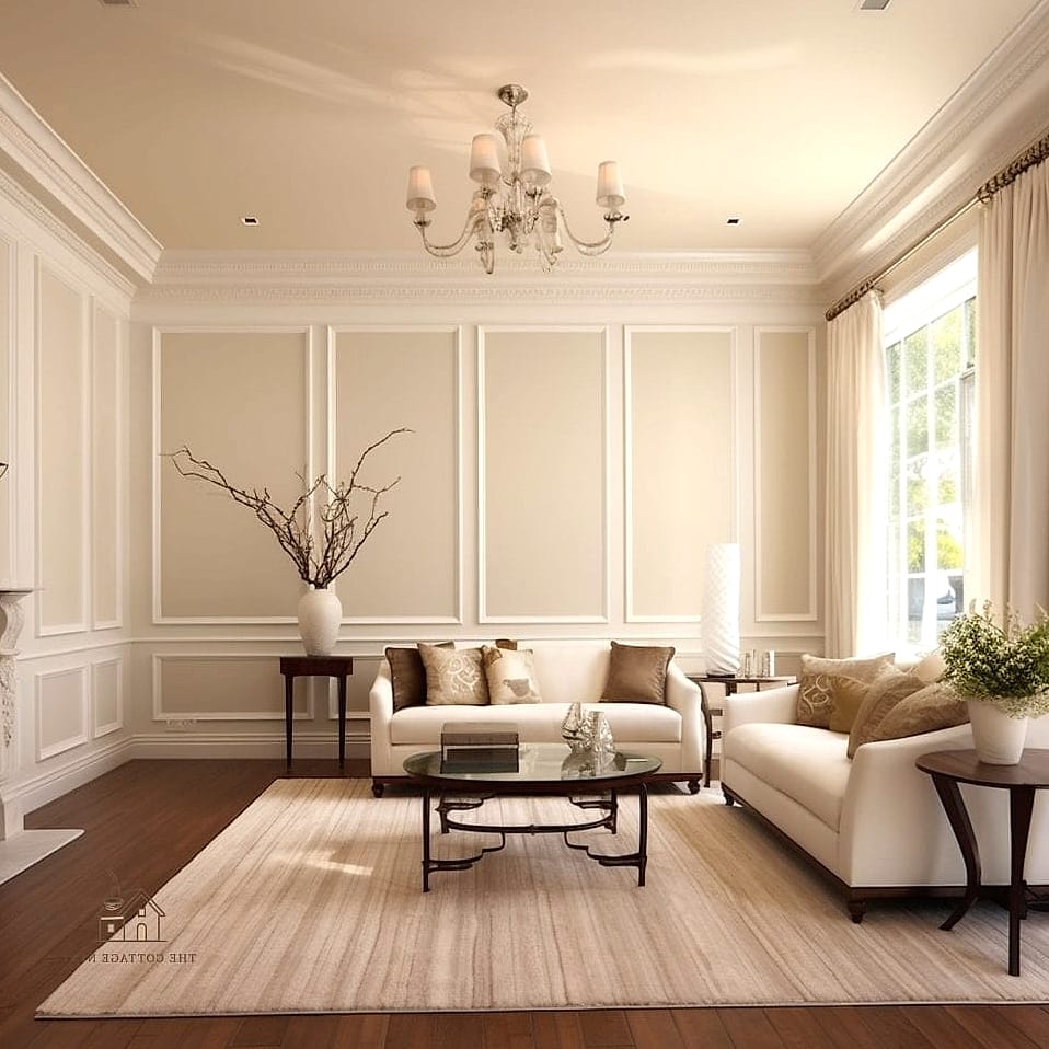 25 Chic Cream And White Bedroom for a Beautiful Home 6 Cream Wall Paint with White Trim Details