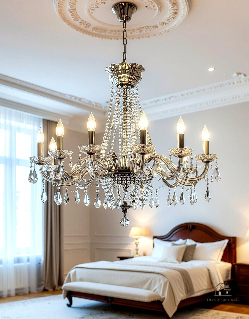 40 Dreamy Bedroom Lighting Ideas to Try This Season 30 Crystal Drop Pendant for a Touch of Glam