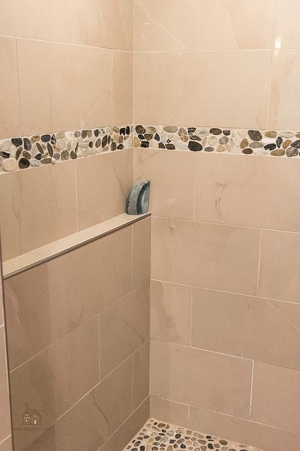 30 Dreamy Walk In Shower With Half Wall to Try This Season 7 Curbless Walk In with Pebble Tile Half Wall