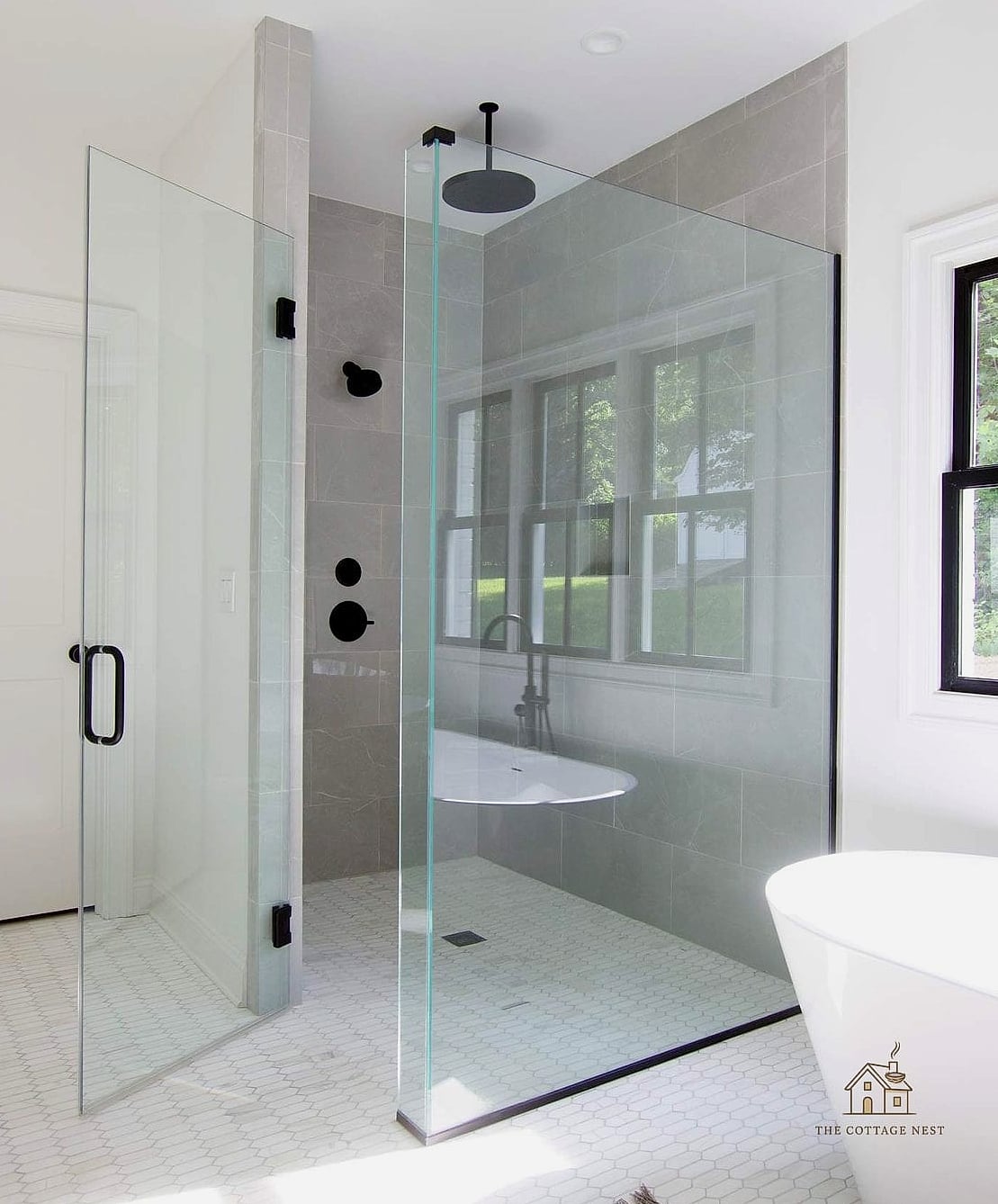 Curbless Wet Room with Drop-In Tub