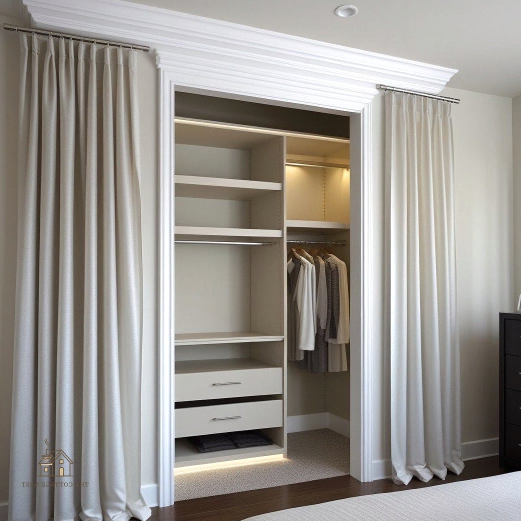 22 Dreamy Wall Closet Ideas Bedroom to Try This Season 5 Curtain-Covered Closet Nook