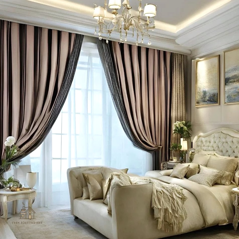 40 Clever Bedroom Curtain Ideas for Every Style 24 Curtains on a Decorative Iron Rod