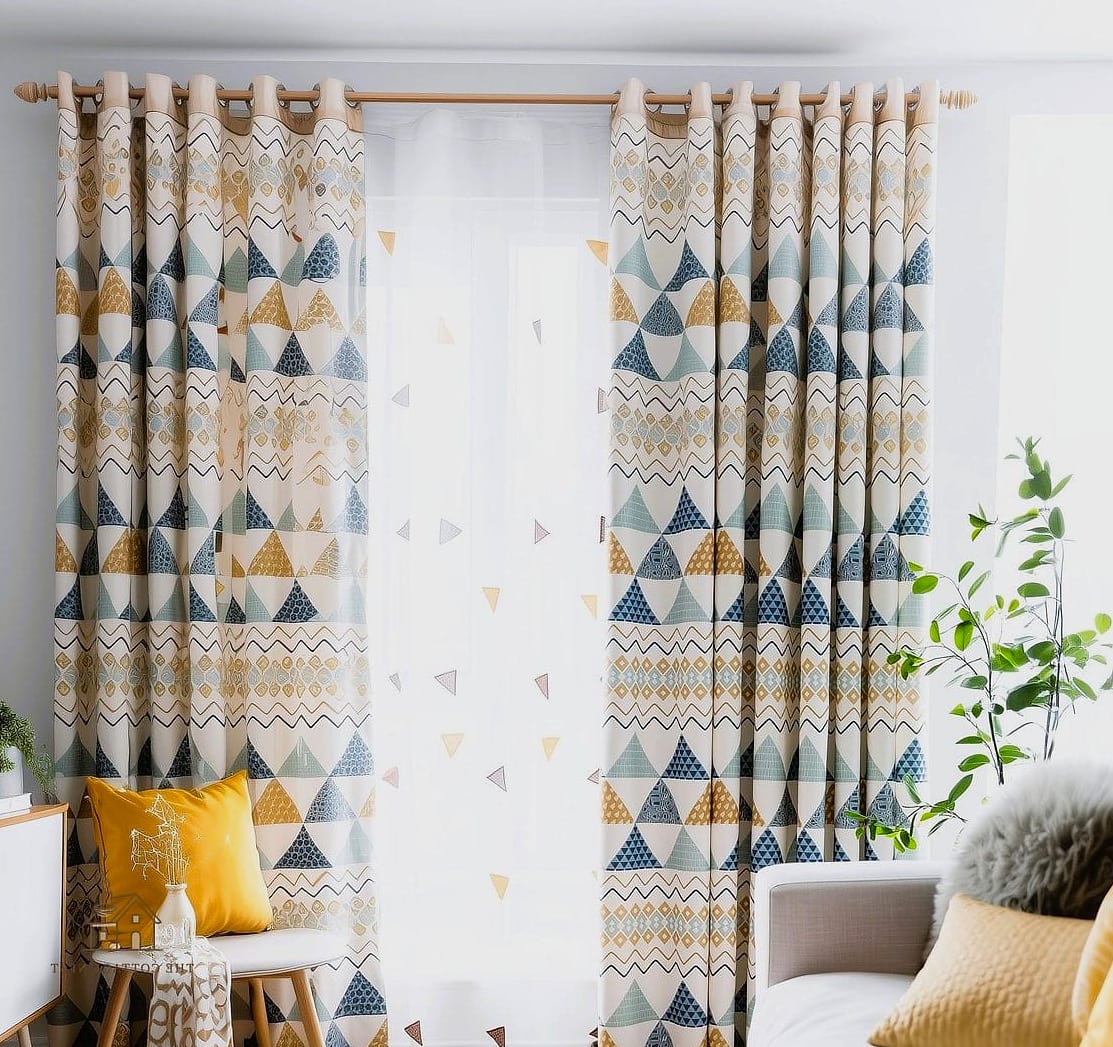 40 Clever Bedroom Curtain Ideas for Every Style 33 Curtains with a Geometric Pattern