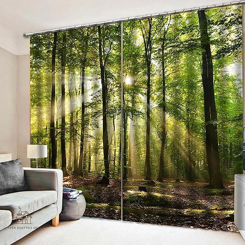 40 Clever Bedroom Curtain Ideas for Every Style 39 Curtains with a Nature-Inspired Print