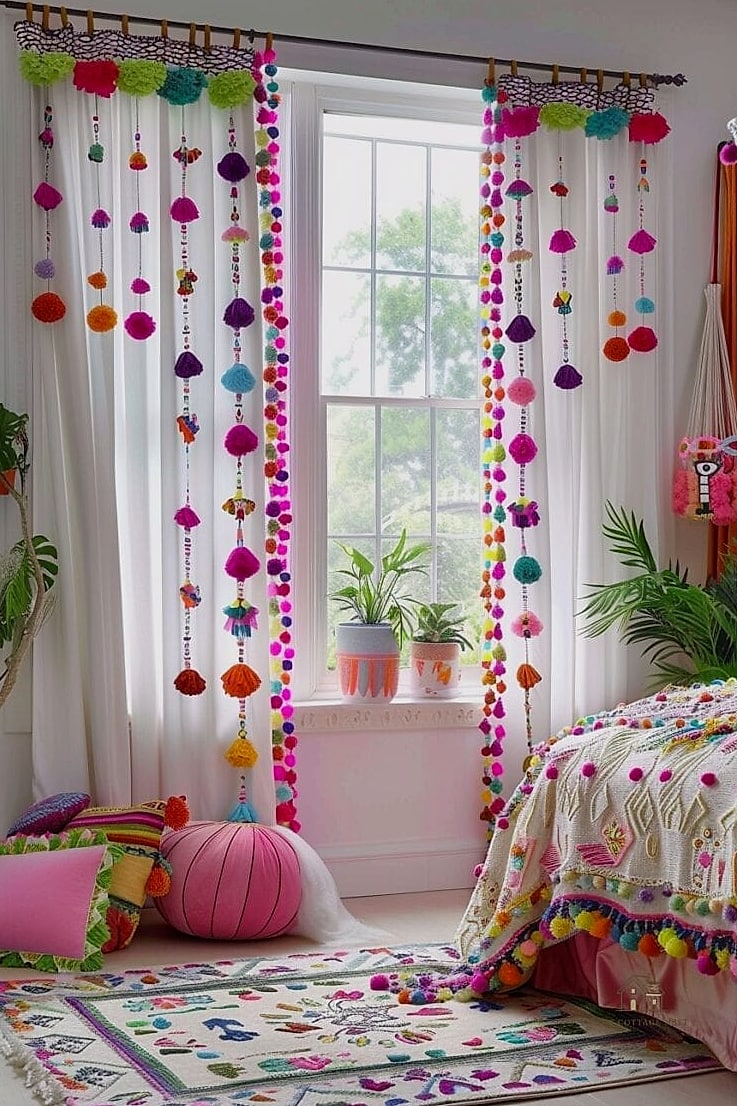 40 Clever Bedroom Curtain Ideas for Every Style 21 Curtains with a Pom-Pom Trim