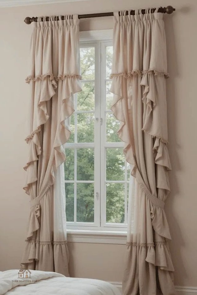 40 Clever Bedroom Curtain Ideas for Every Style 28 Curtains with a Ruffled Hem