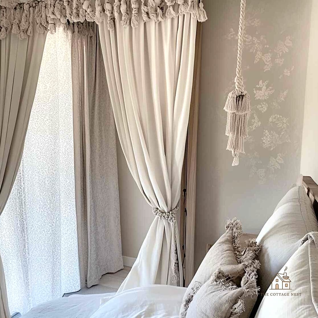 40 Clever Bedroom Curtain Ideas for Every Style 26 Curtains with a Tassel Tieback
