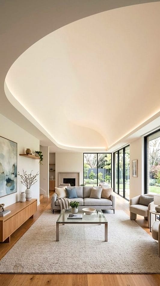 25 Clever Down Ceiling Design Bedrooms Ideas for Every Style 7 Curved Organic Ceiling Drop