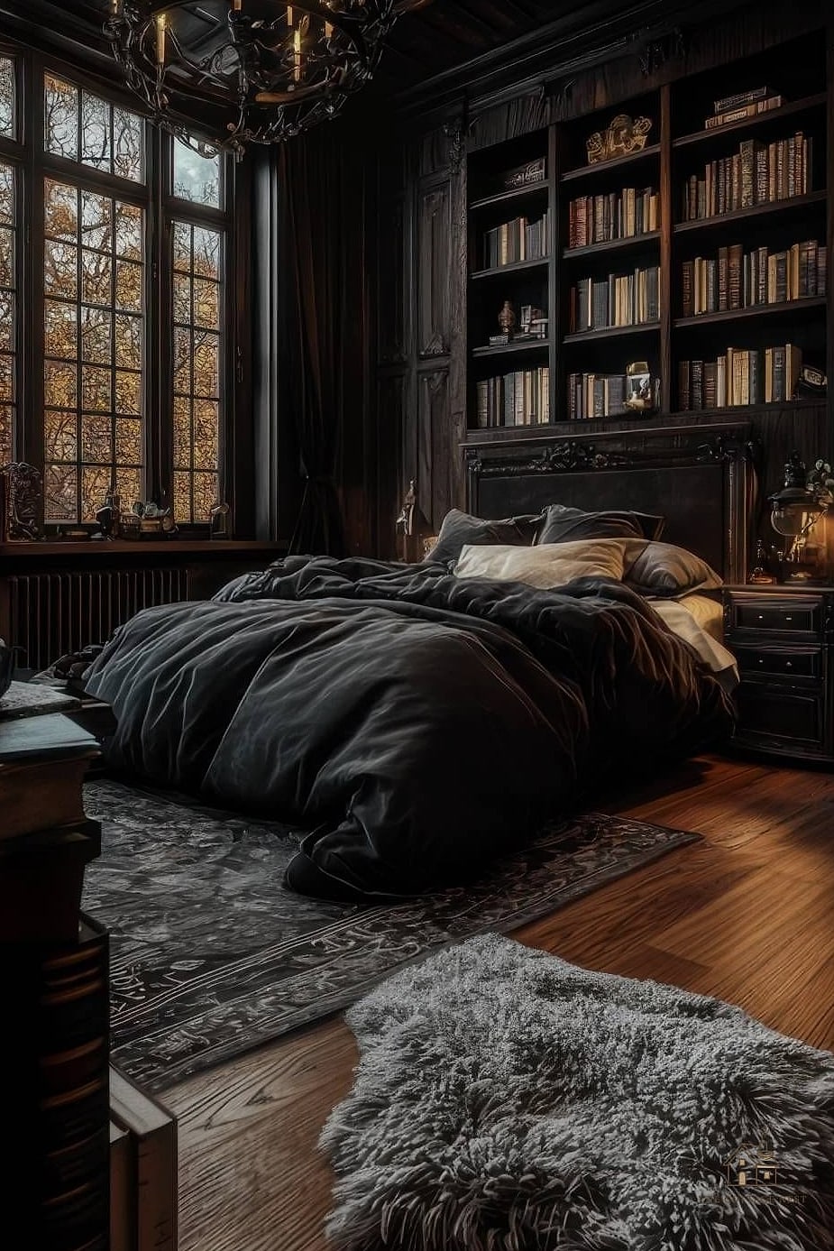 25 Creative Black Bedroom Ideas That Will Inspire You 12 Dark Academia Inspired Bedroom