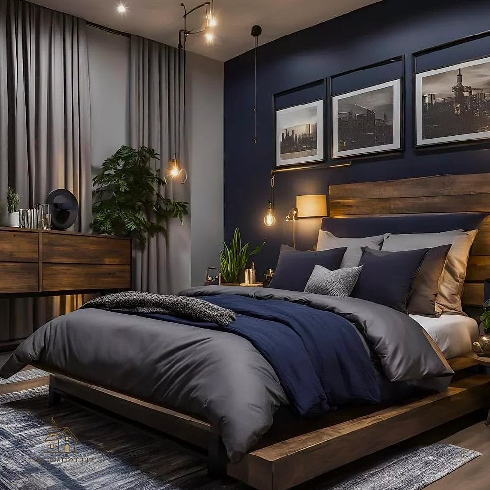 Dark Bedding with Crisp White Sheets Underneath