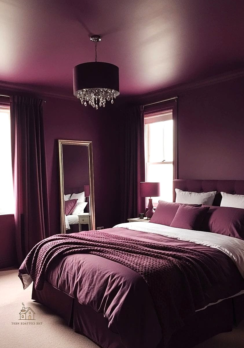25 Stunning Color Drenching Bedroom You'll Absolutely Love 26 Deep Aubergine Elegance