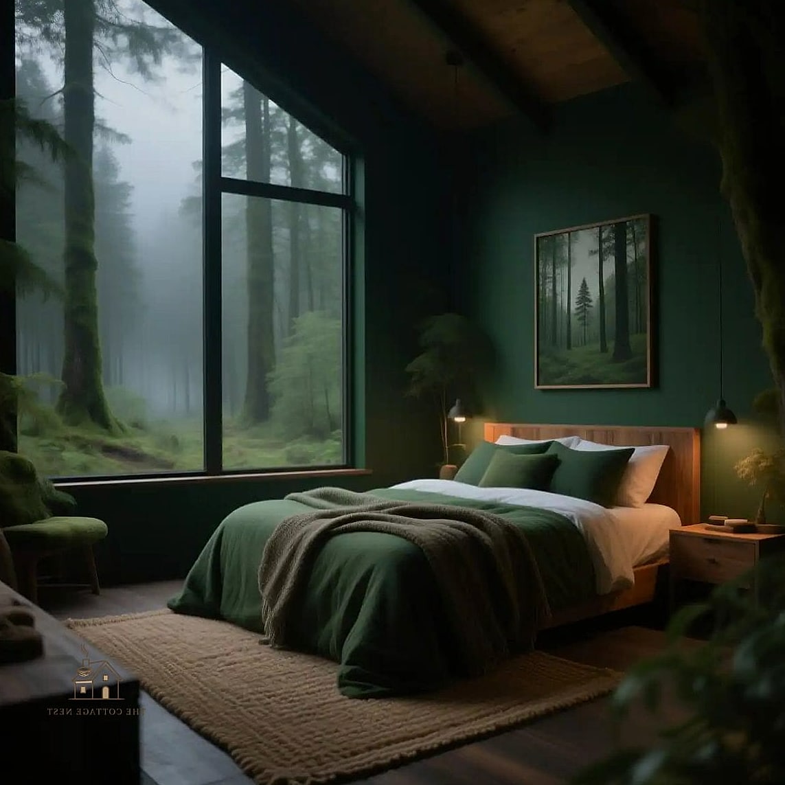 23 Dreamy Green Bedroom Ideas to Try This Season 3 Deep Forest Green Accent Wall