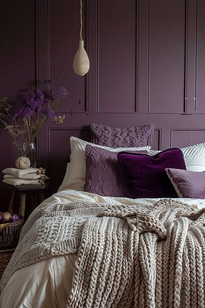 20 Cozy Dark Feminine Bedroom Ideas Worth Pinning 16 Deep Plum Accent Chair
