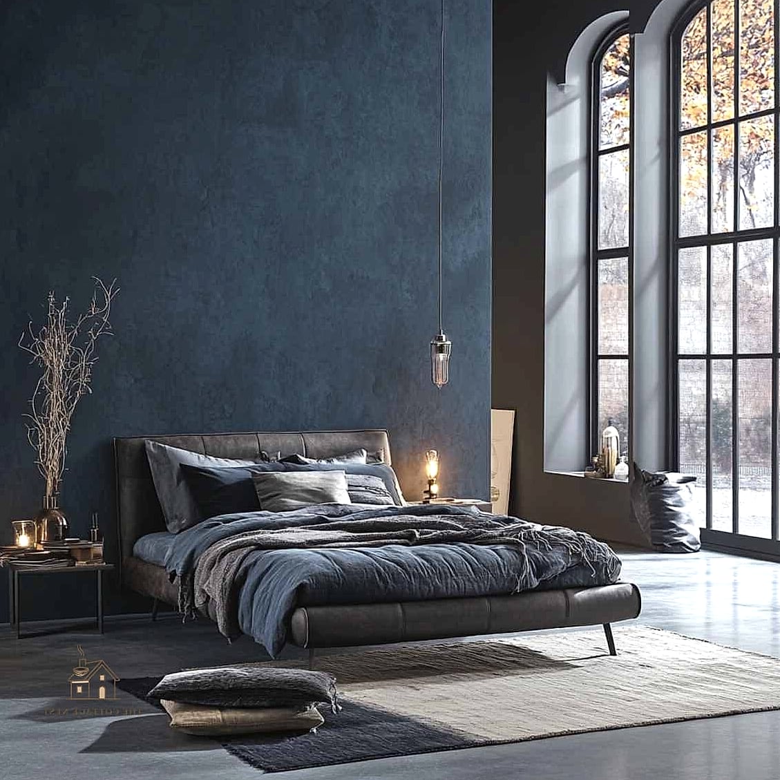 35 Gorgeous Blue Bedroom Ideas That Are Totally Doable 13 Deep Slate Blue for a Modern Masculine Look