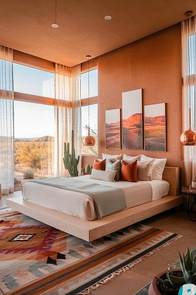 20 Dreamy Western Bedroom Ideas to Try This Season 20 Desert Landscape Wall Art