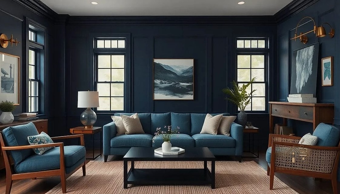 25 Stunning Color Drenching Bedroom You'll Absolutely Love 5 Dramatic Navy Cocoon