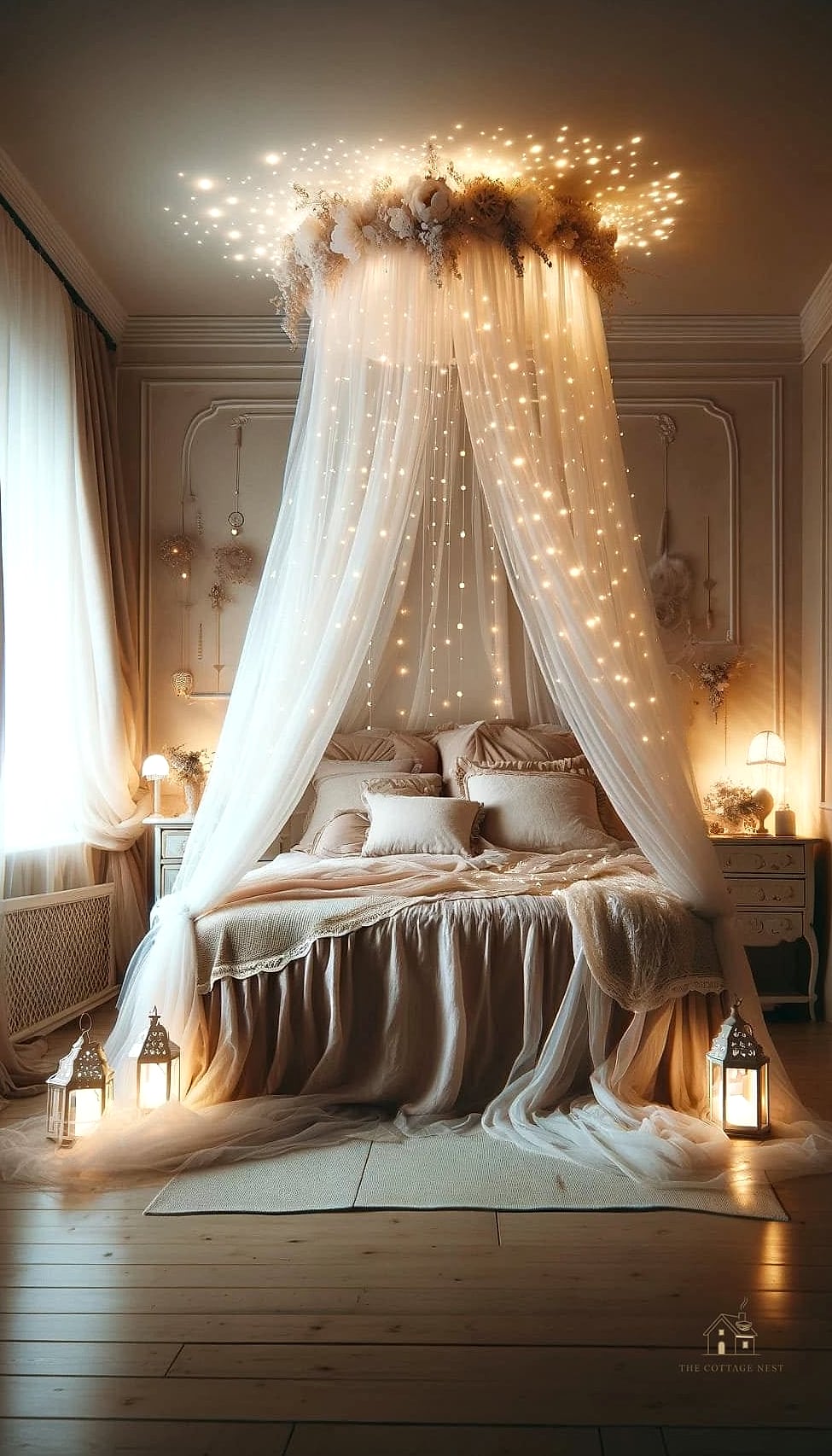 40 Dreamy Bedroom Lighting Ideas to Try This Season 6 Draped Fairy Lights Around the Headboard