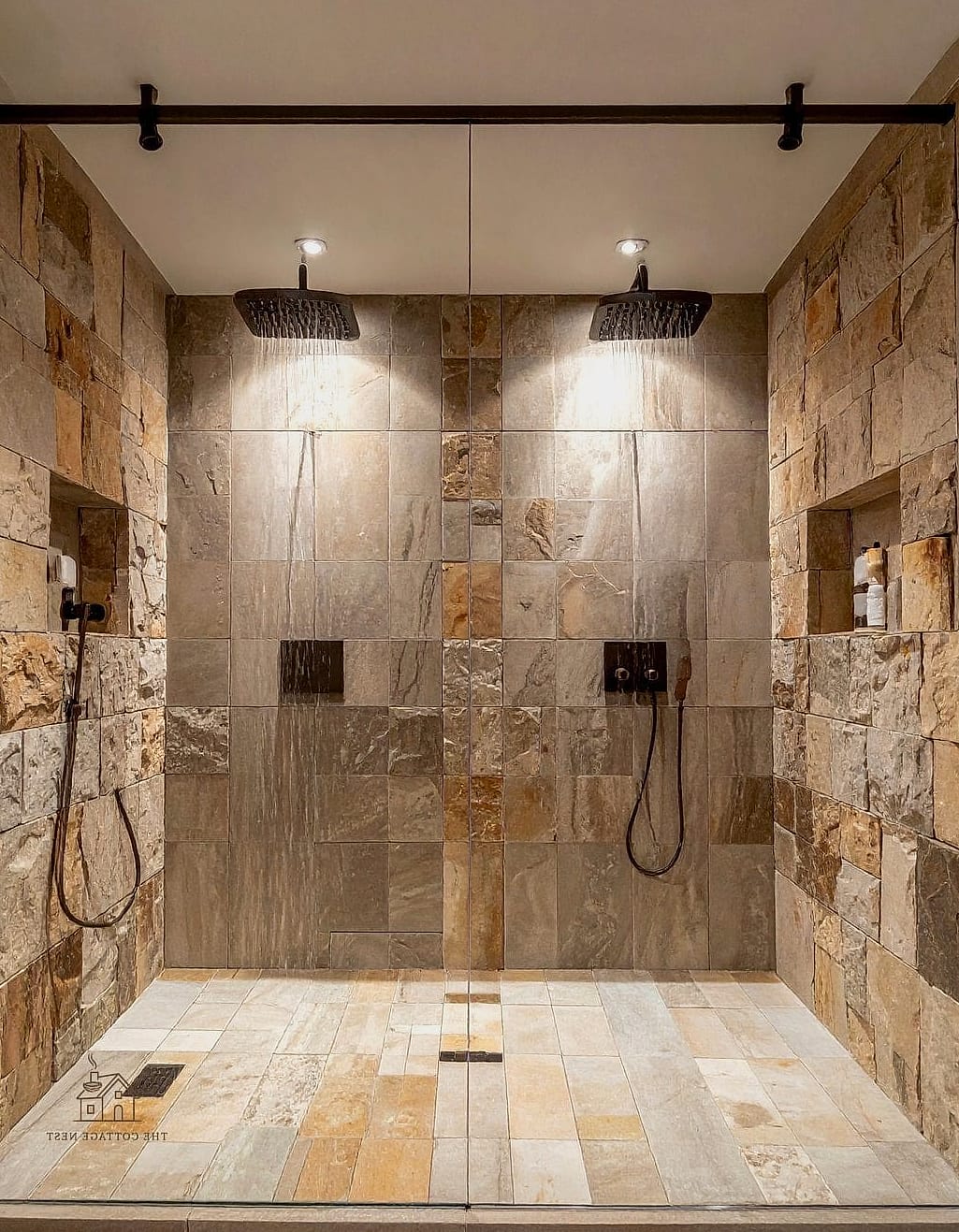 40 Cozy Walk In Shower With Wall No Door Worth Pinning 23 Dual Shower Heads Along One Open Wall