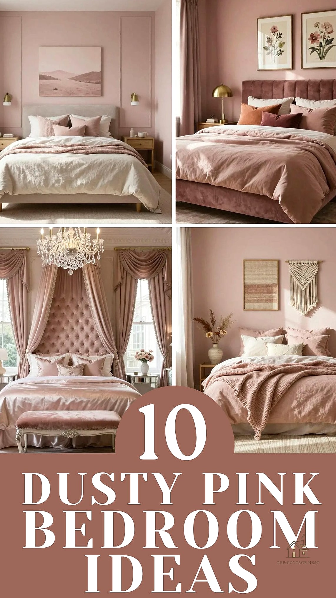 17 Clever Pink Bedroom Ideas for Every Style 2 Dusty Rose Walls with Warm Wood Tones