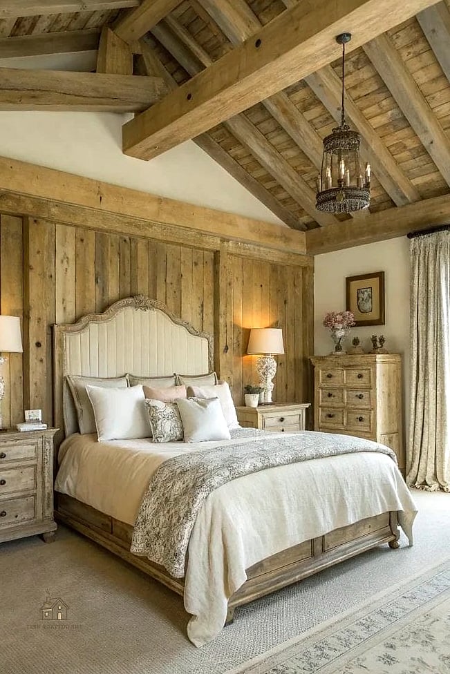 24 Dreamy Country Bedroom Ideas to Try This Season 4 Exposed Wood Beams