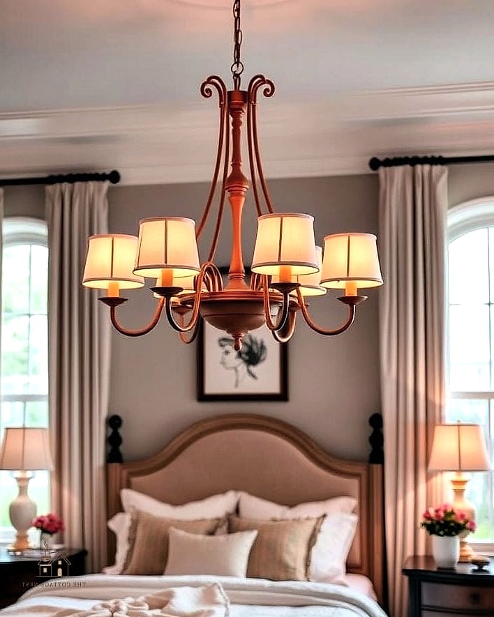 19 Creative Bedroom Chandelier Ideas That Will Inspire You 17 Fabric Shade Chandelier for a Cozy Cottage Feel